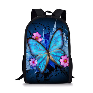Butterfly Pattern School Bag for Girls Large Capacity All-match Backpack