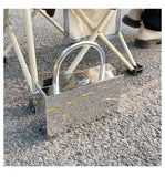 Metal Handle Box Women Party Clutch Bag Silver Tote Bag Crossbody Bag