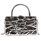 Metal Handle Box Women Party Clutch Bag Silver Tote Bag Crossbody Bag
