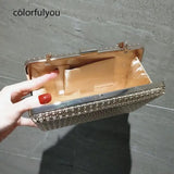 Metal Hollow Handbag Women Evening Clutches Chain Purses Golden Shoulder Bag