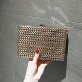 Metal Hollow Handbag Women Evening Clutches Chain Purses Golden Shoulder Bag