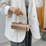 Metal Hollow Out Women's Evening Clutch Bag Chain Shoulder Crossbody Party Bag