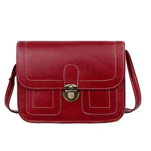 Metal Lock Shoulder Bag Solid Retro Small Square Bag Purses and Handbags
