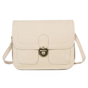 Metal Lock Shoulder Bag Solid Retro Small Square Bag Purses and Handbags