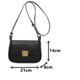 Metal Lock Shoulder Bag Women Leather Crossbody Bag Small Flap Messenger Handbag