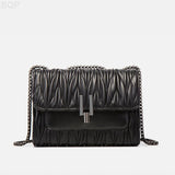 Metal Lock Tote Bags for Women Wrinkled Handbag  