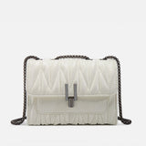 Metal Lock Tote Bags for Women Wrinkled Handbag  