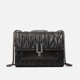 Metal Lock Tote Bags for Women Wrinkled Handbag  