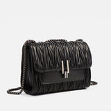 Metal Lock Tote Bags for Women Wrinkled Handbag  