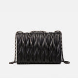 Metal Lock Tote Bags for Women Wrinkled Handbag  