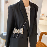 Metal Mini Bow Crossbody Bags For Women Silver Shoulder Bag