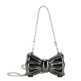 Metal Mini Bow Crossbody Bags For Women Silver Shoulder Bag