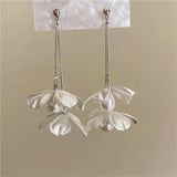 Metal Petals Pearl Pendant Earrings European And American Style