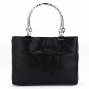 Metal Ring Handle Totes Glossy PU Phone Pouch Purse Handbag