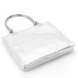 Metal Ring Handle Totes Glossy PU Phone Pouch Purse Handbag