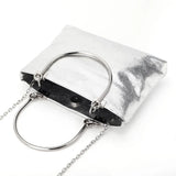 Metal Ring Handle Totes Glossy PU Phone Pouch Purse Handbag