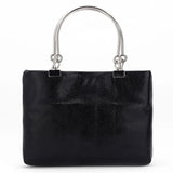 Metal Ring Handle Totes Glossy PU Phone Pouch Purse Handbag