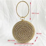 Metal Round Bracelet Evening Bags for Women High Rhinestone Shoulder Bag Purse