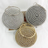 Metal Round Bracelet Evening Bags for Women High Rhinestone Shoulder Bag Purse