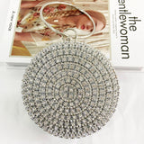 Metal Round Bracelet Evening Bags for Women High Rhinestone Shoulder Bag Purse