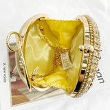Metal Round Bracelet Evening Bags for Women High Rhinestone Shoulder Bag Purse