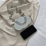 Metallic Cloud Handbags Mini Bag Mirror Chain Party Hard Shell