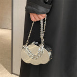 Metallic Cloud Handbags Mini Bag Mirror Chain Party Hard Shell