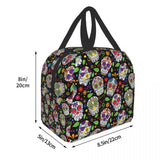 Mexican Sugar Skull Insulated Lunch Bag Waterproof Halloween Cooler