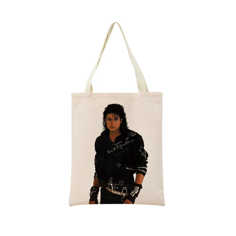 Michael Jackson Pattern Market Shopping Bag Double Sided Print