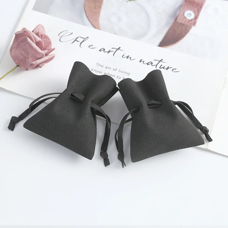 Microfiber Velvet Small Jewelry Gift Bags 7x8cm Drawstring Organizer Pouches
