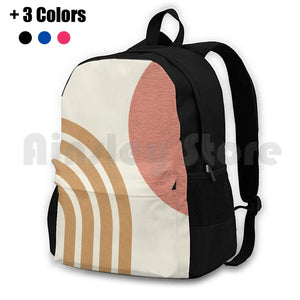 Mid Century Modern Pink-Sun & Rainbow Outdoor Hiking Backpack
