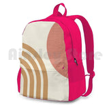 Mid Century Modern Pink-Sun & Rainbow Outdoor Hiking Backpack