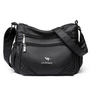 Middle Age Kangaroo Shoulder Handbag Leather Messenger Bags Gift for Mommy Women