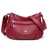 Middle Age Kangaroo Shoulder Handbag Leather Messenger Bags Gift for Mommy Women