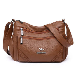 Middle Age Kangaroo Shoulder Handbag Leather Messenger Bags Gift for Mommy Women