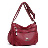 Middle Age Kangaroo Shoulder Handbag Leather Messenger Bags Gift for Mommy Women