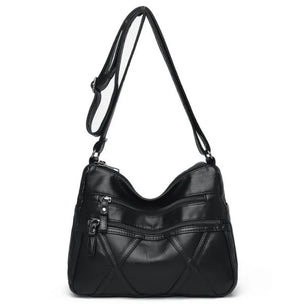 Middle-Aged Soft Leather Shoulder Messenger Bag Large Capacity