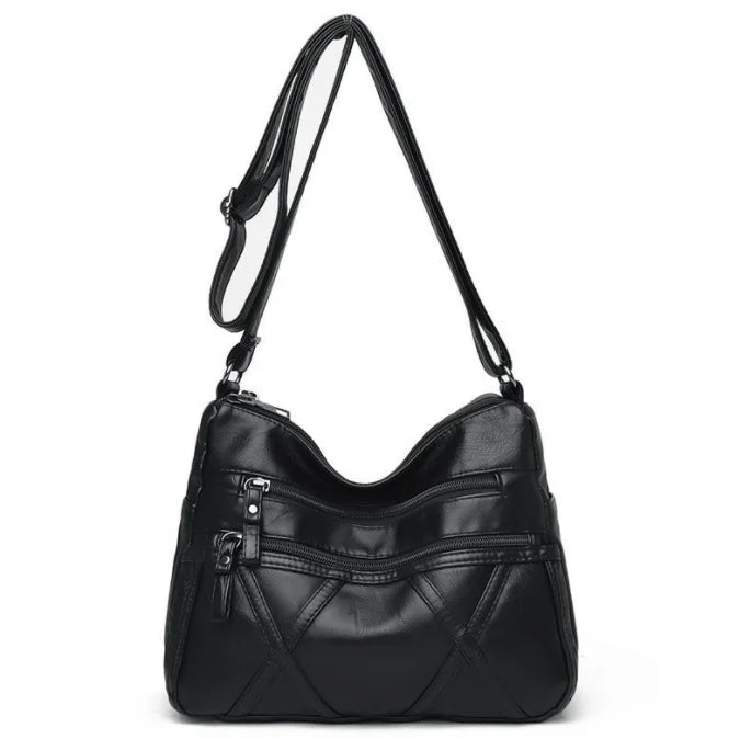 Middle-Aged Soft Leather Shoulder Messenger Bag Large Capacity