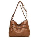 Middle-Aged Soft Leather Shoulder Messenger Bag Large Capacity