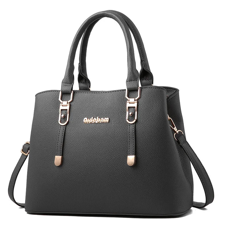 Soft Leather Shoulder Bag for Middle-Aged Women