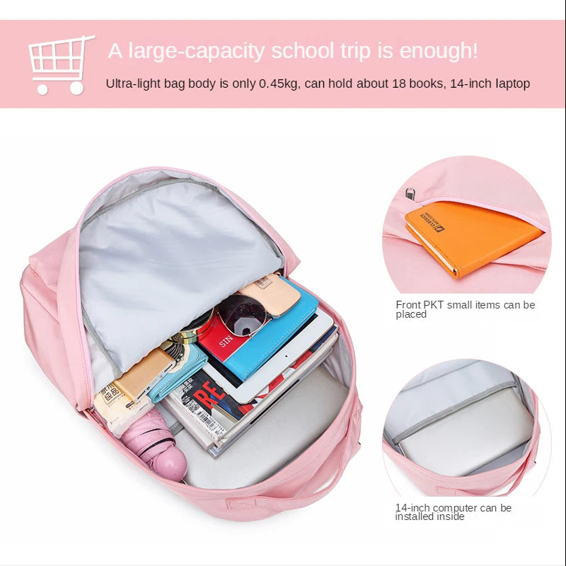 Middle School Student Female Solid Knapsack Backpack