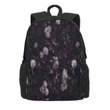 Dark Floral Backpack Men Women Zip Pockets