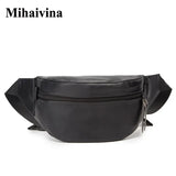 Mihaivi Leather Waist Bags For Men Chest Pack Belt Bag Outdoor Sports