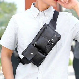 Mihaivin Casual Leather Waist Bag Men Fanny Pack Vintage Men's Leather Waist Bel
