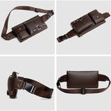 Mihaivin Men PU Leather Waist Packs Vintage Travel Belt Bag Chest Bags