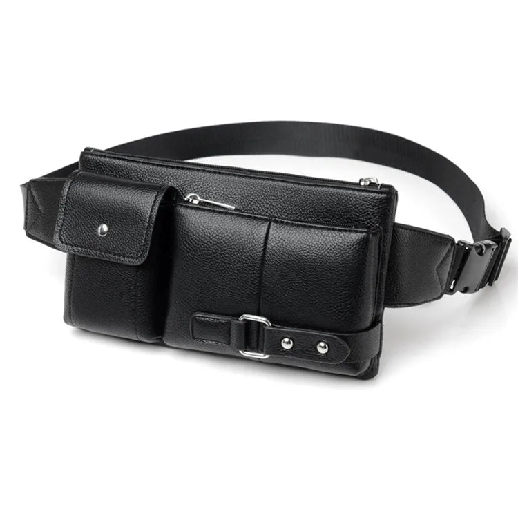Mihaivin Men PU Leather Waist Packs Vintage Travel Belt Bag Chest Bags
