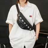 Mihaivin Punk Rivet Men's Waist Pack Pu Leather Chest Bag