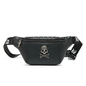 Mihaivin Rock Skull Belt Bag Rivet Chest Bag Waist Bag Women Men Bum Bags