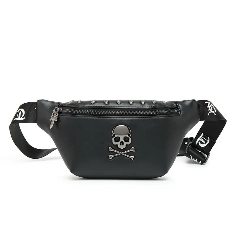 Mihaivin Rock Skull Belt Bag Rivet Chest Bag Waist Bag Women Men Bum Bags