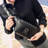 Mihaivin Rock Skull Belt Bag Rivet Chest Bag Waist Bag Women Men Bum Bags